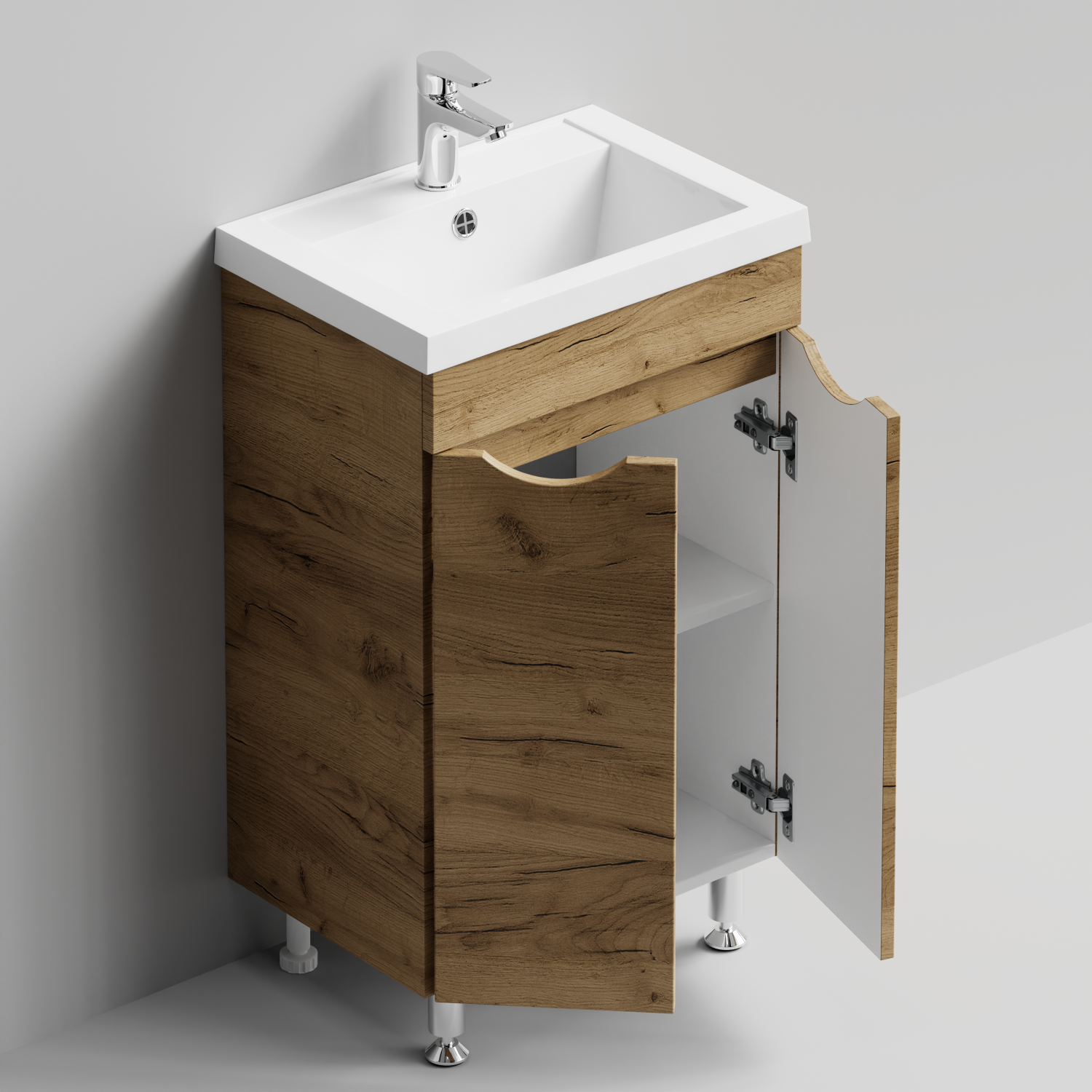 Тумба с раковиной Vod-ok Смайл 50 напольная, Дуб Тортуга