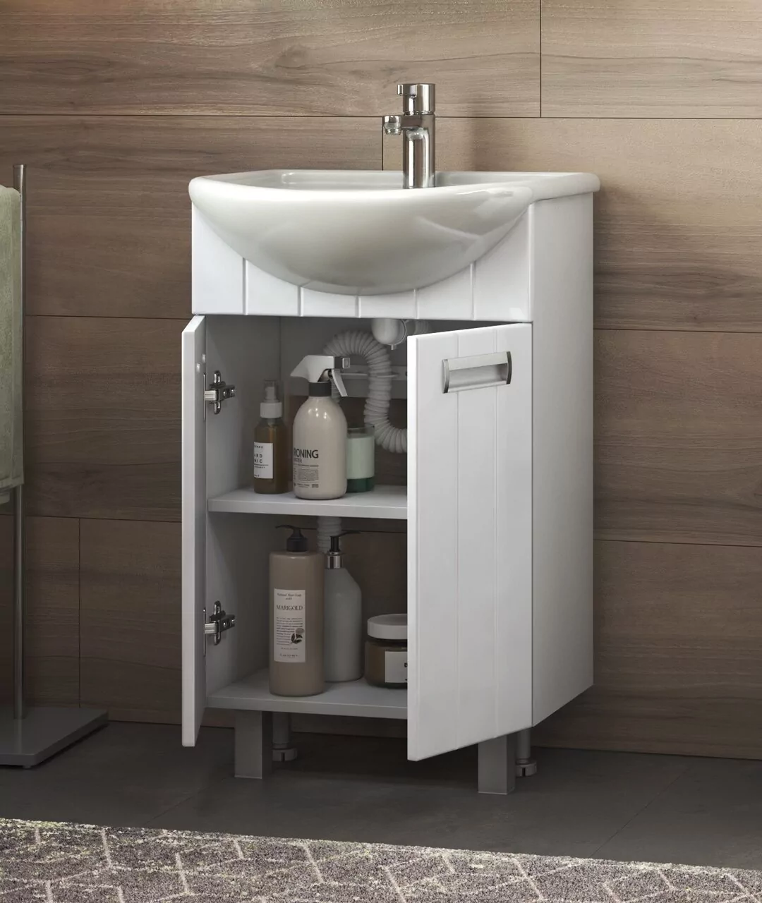 Тумба напольная Vigo Diana 50 с раковиной Уют 50, 2 двери, белый