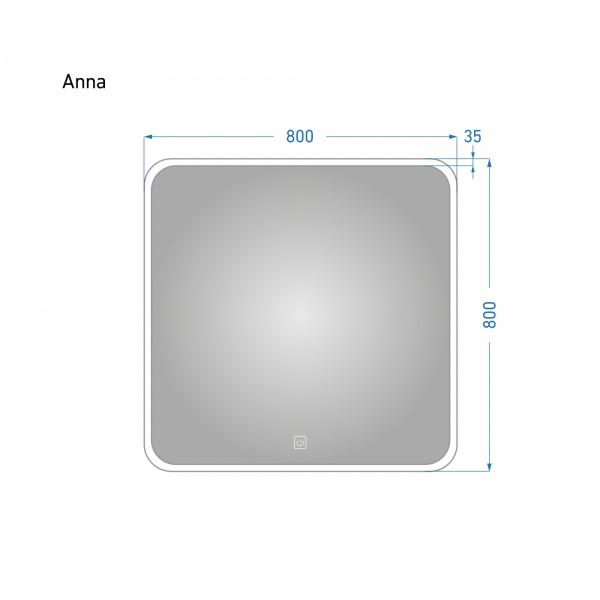 Зеркало Alavann Anna 80 свет, сенсор, антизапотевание, белый