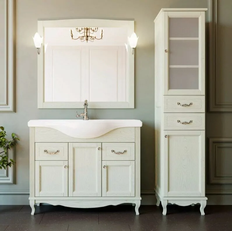 Зеркало ValenHouse Эллина 105 свет, слоновая кость, хром