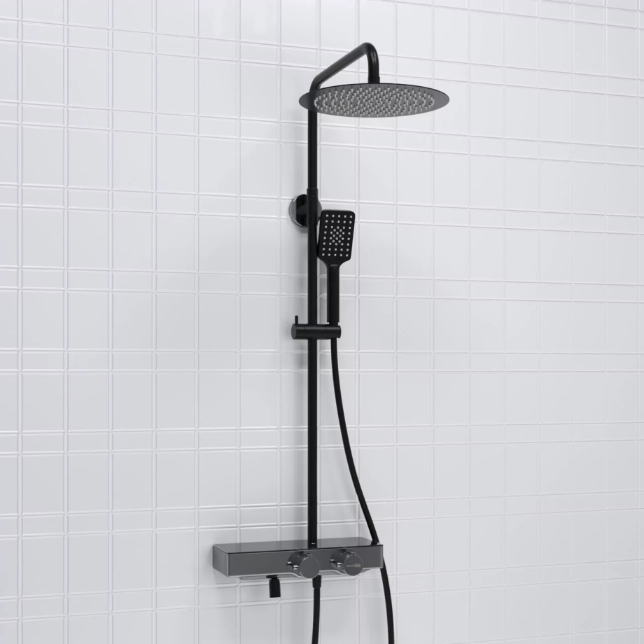 Душевая стойка WasserKraft A114.160.130.CB Thermo черный Soft-touch