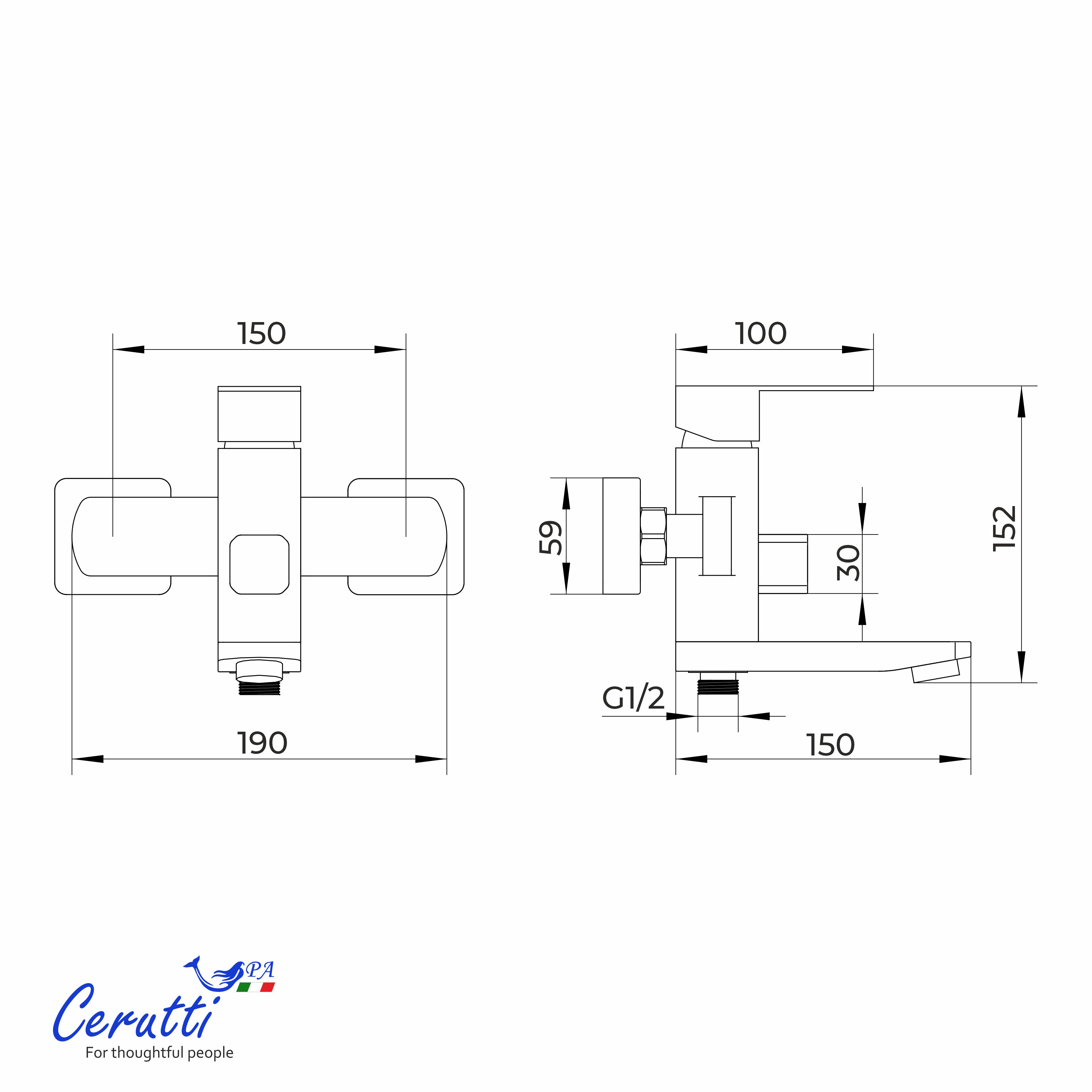 Смеситель для ванны Ceruttispa Клелия VGR (CLELIA VGR) из нержавеющей стали, цвет серый матовый