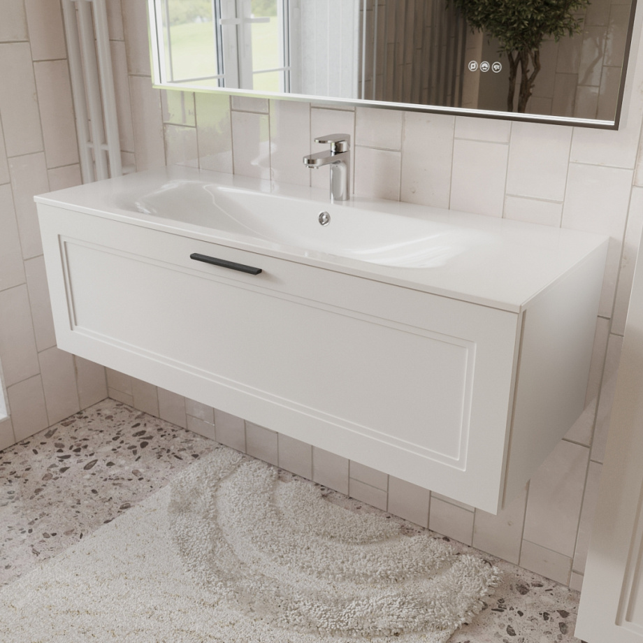 Тумба с раковиной подвесная (120 см) Terminus Classik CLA101201900301O, белый