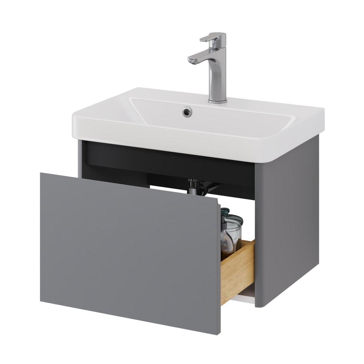 Тумба с раковиной подвесная Dreja Luxury 55 см, серый базальт