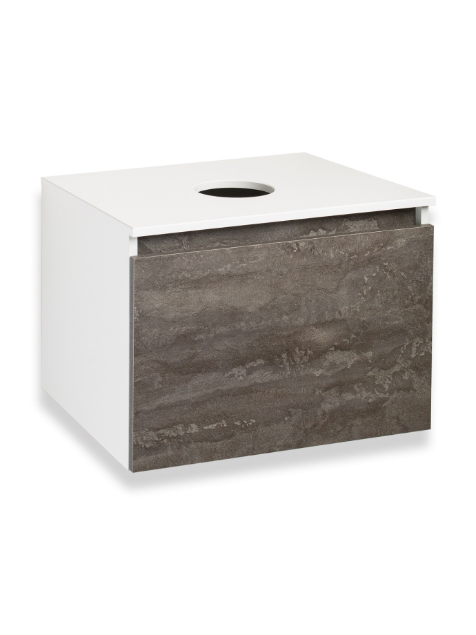 Тумба подвесная Runo Бари 60 под накладную раковину, железный камень/белый