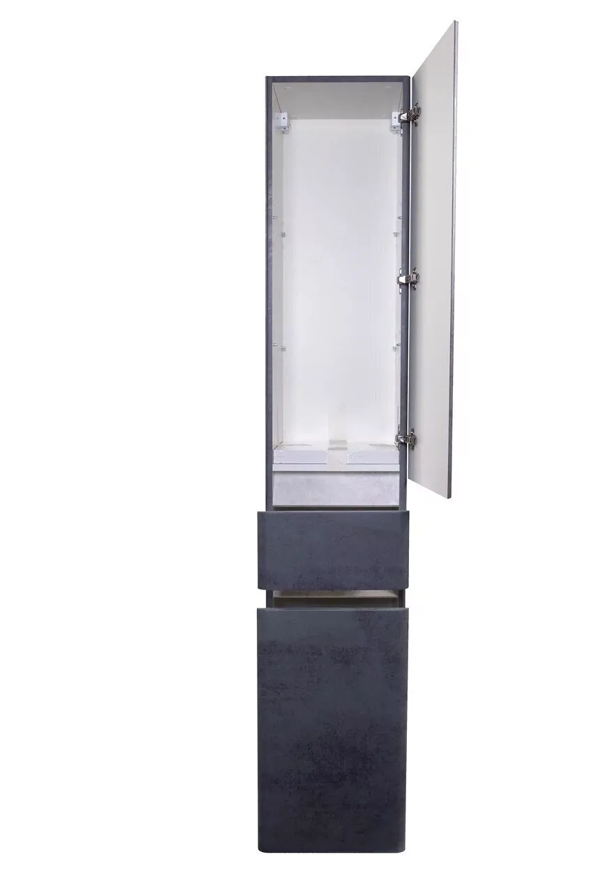 Пенал Style Line Атлантика 35 R Plus Люкс напольный с корзиной, бетон темный