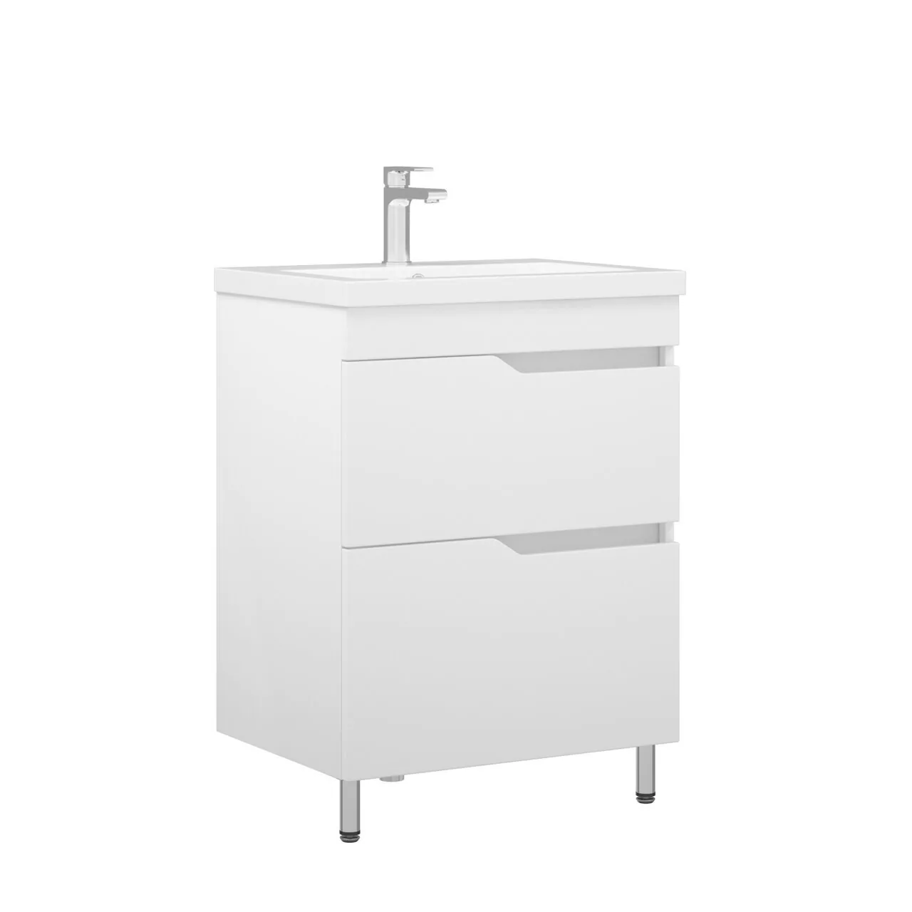 Тумба напольная Corozo Теона 60 Z2 с раковиной Сомо 60, белый от магазина Vanna-Vanna.ru!