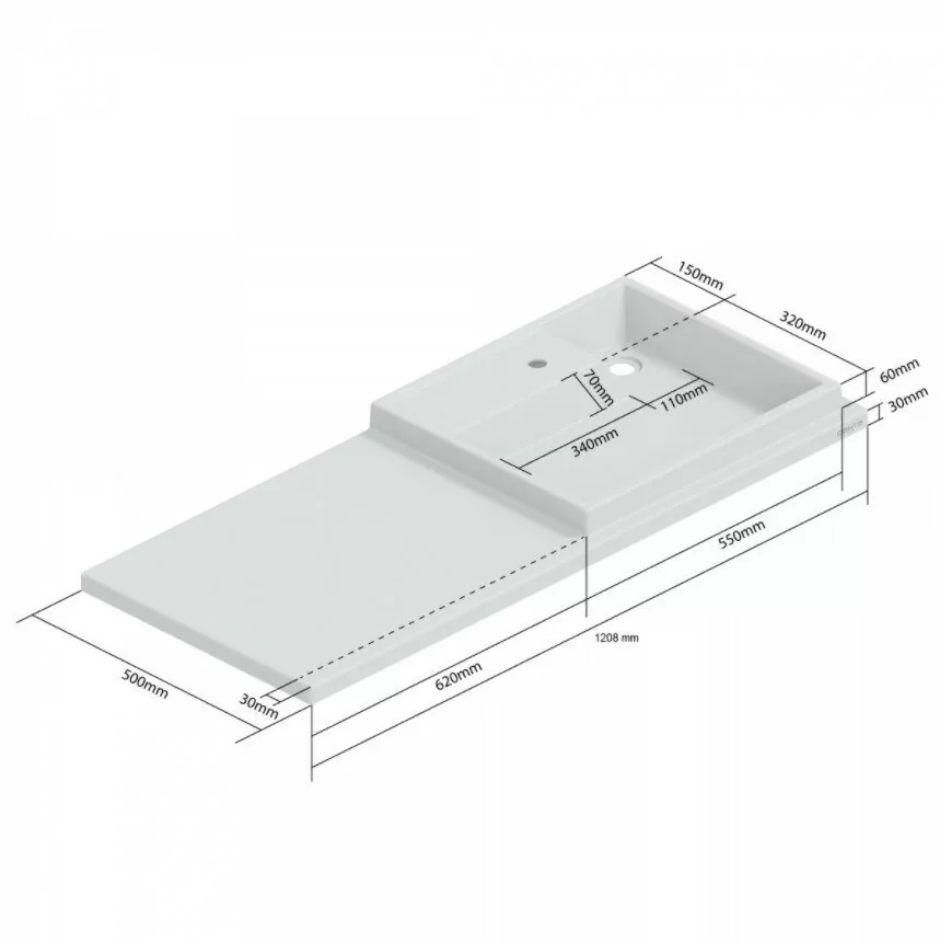 Раковина Санта Юпитер 1200х500 L белая
