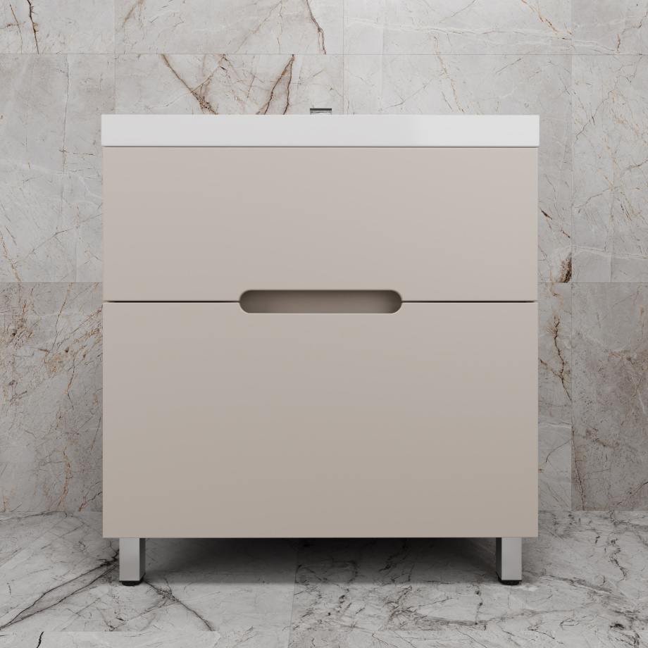 Тумба напольная Style Line "Матис 80" с раковиной ASTI 80 белый, (2 ящика), Крем