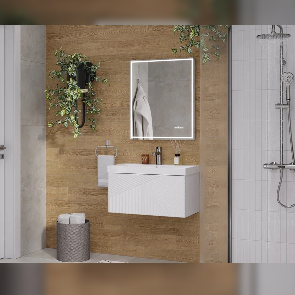 Тумба с раковиной подвесная Velvex Edge tp.EDG.9696.70.1Y белый глянец, 70 см