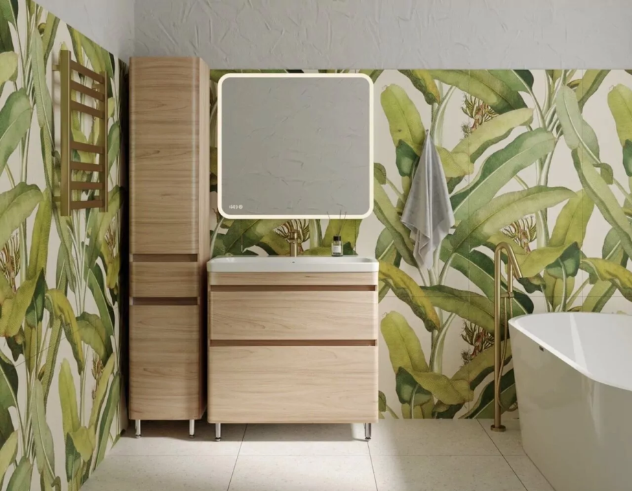 Мебель для ванной Style Line Атлантика 80 Plus Люкс комплект, напольный, ясень перламутр