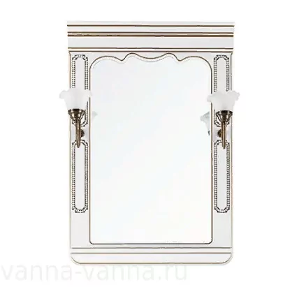 Зеркало Vod-ok Elite Мариэль 65 свет, с белый, патина серебро, золото