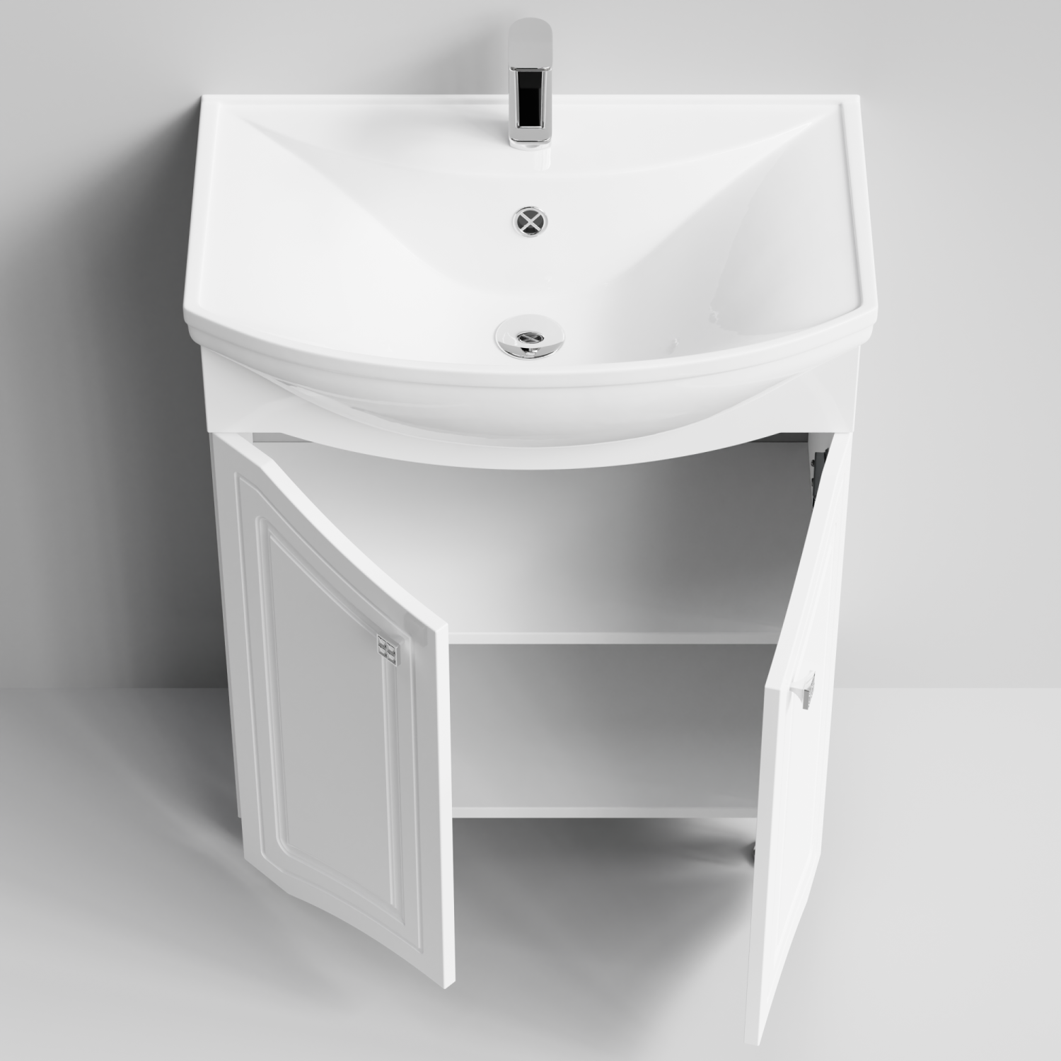 Тумба с раковиной Адам 65 напольная, белый глянец
