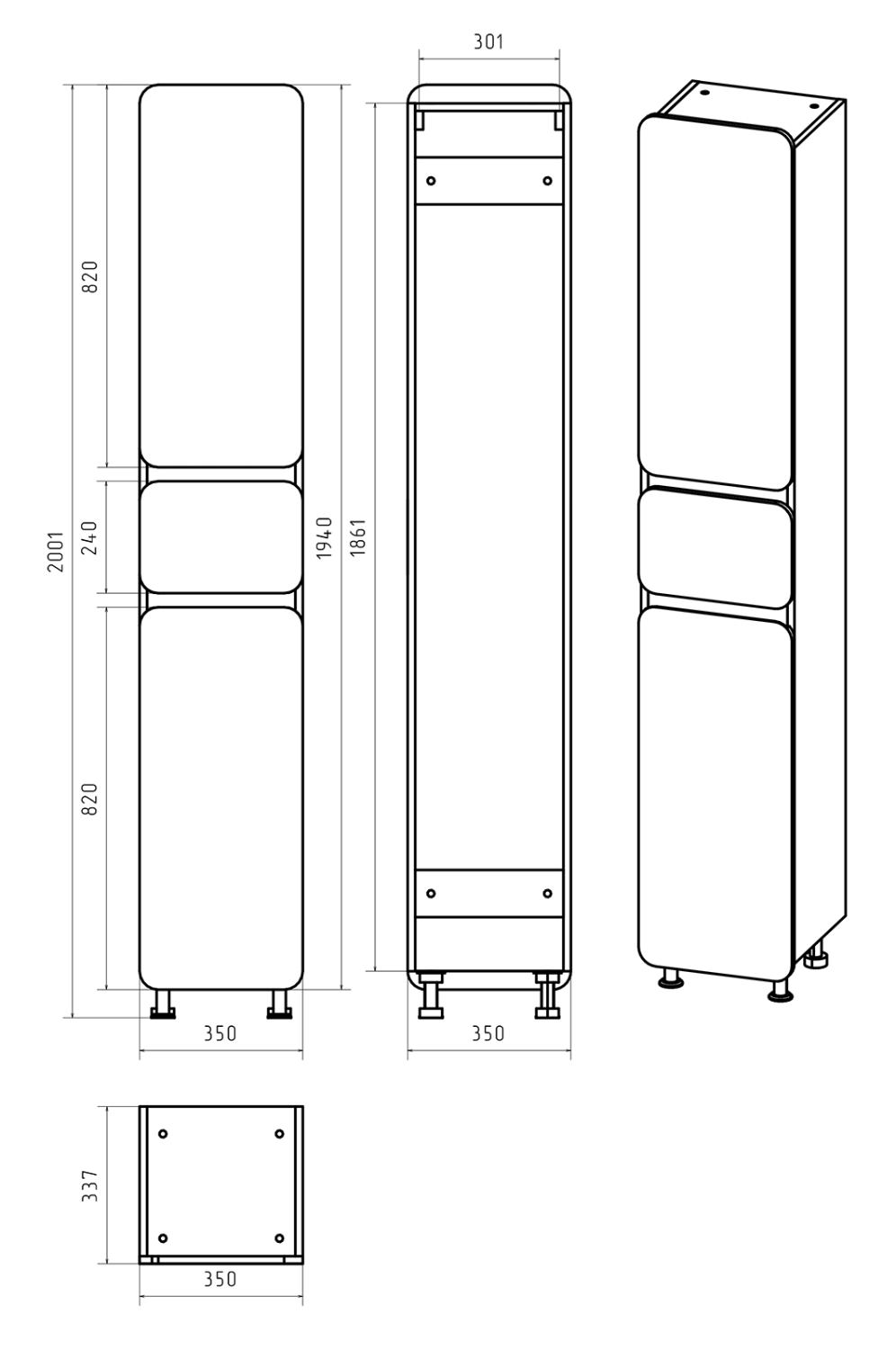 Пенал Misty Чегет 35 напольный, L, белый