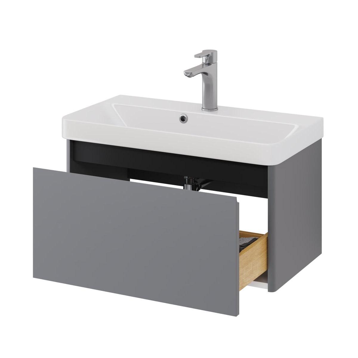 Тумба с раковиной подвесная Dreja Luxury 70 см, серый базальт