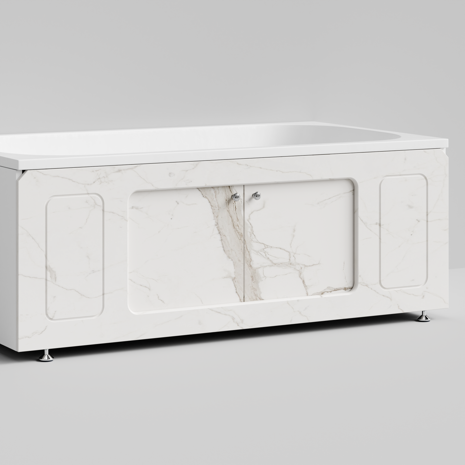 Экран под ванну Vod-ok Лидер 150 раздвижной Мрамор Белый натур милк