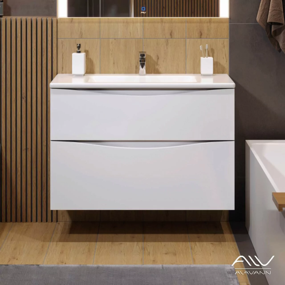 Тумба с раковиной Alavann Tess 100 подвесная, белая