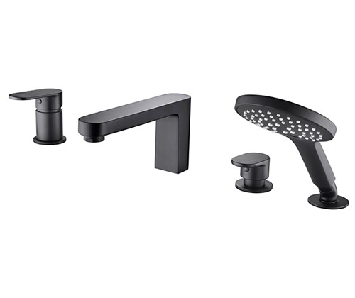 Смеситель на борт ванны WasserKraft Elbe 7455 черный Soft-touch