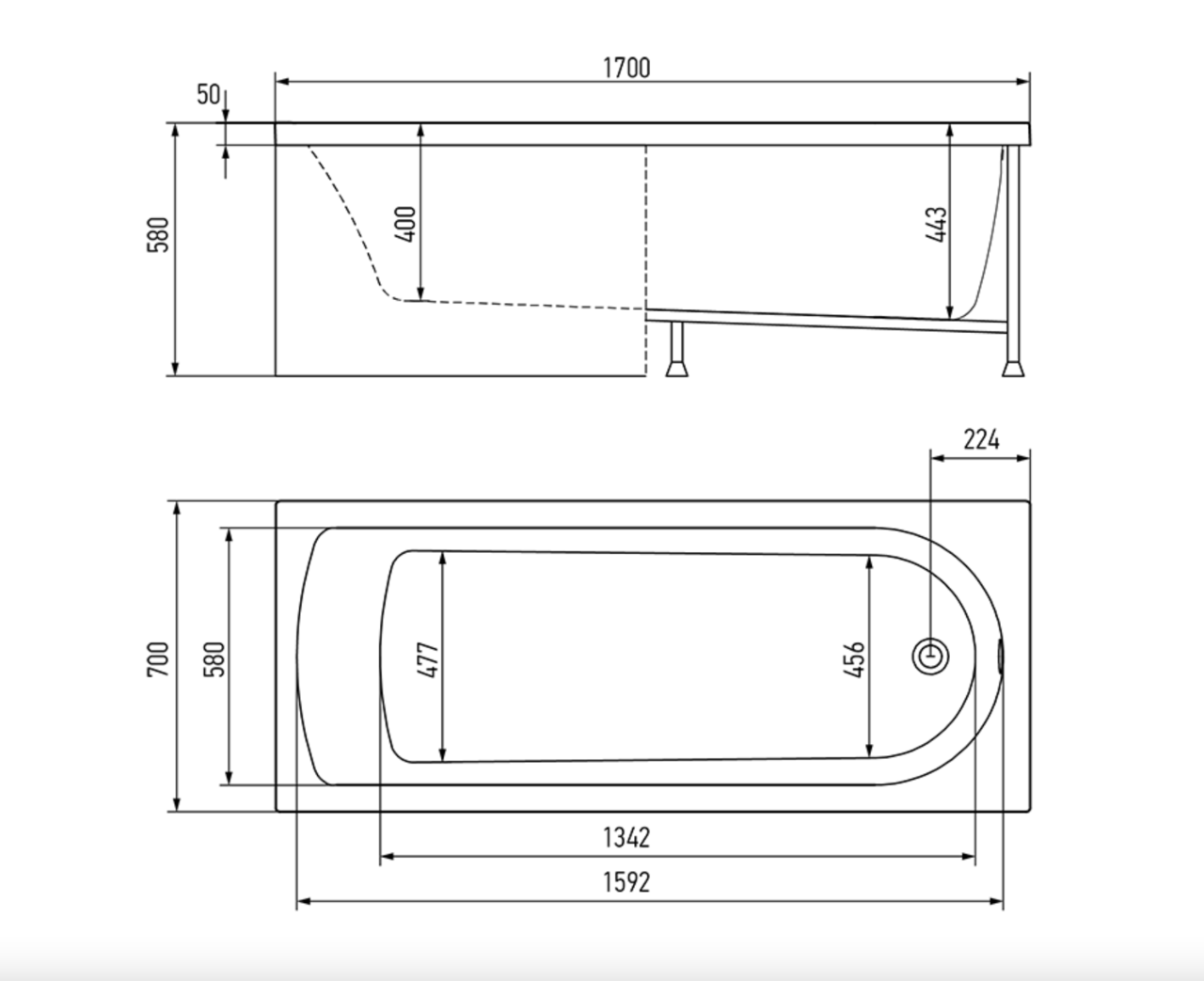 Ванна акриловая Alex Baitler Michigan 170x70