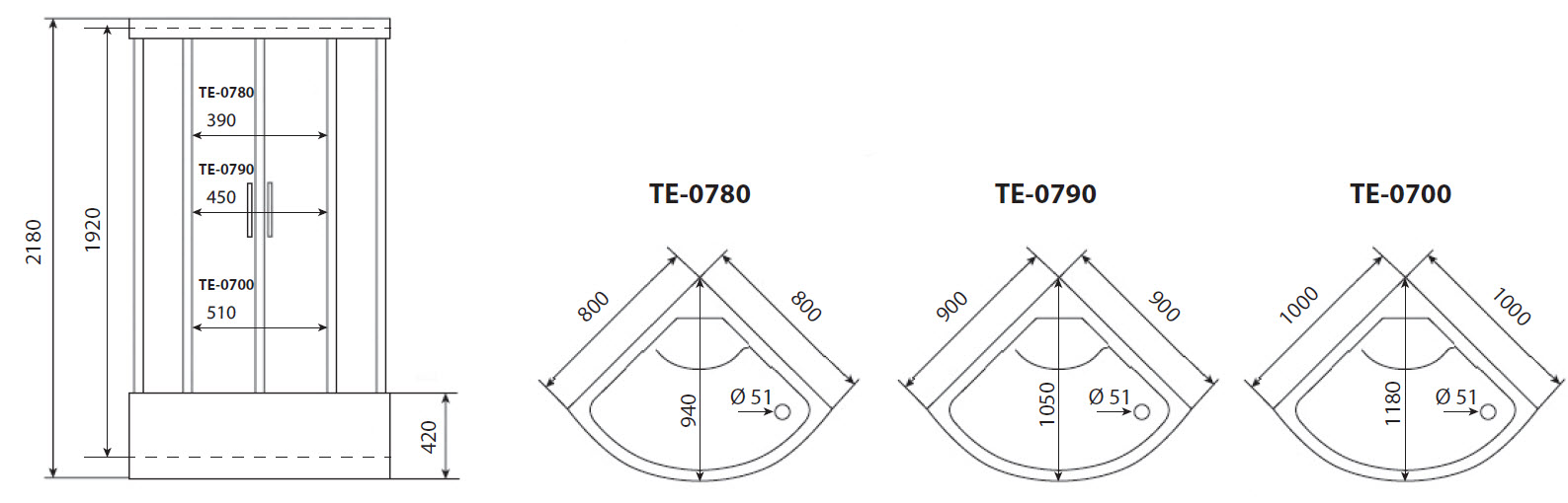 Душевая кабина Timo eco TE-0790 90*90*218, турецкая баня хамам