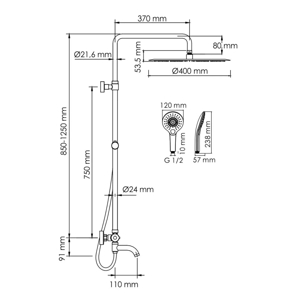 Душевая стойка WasserKraft A188.117.101.087.CH Thermo хром от магазина Vanna-Vanna.ru!