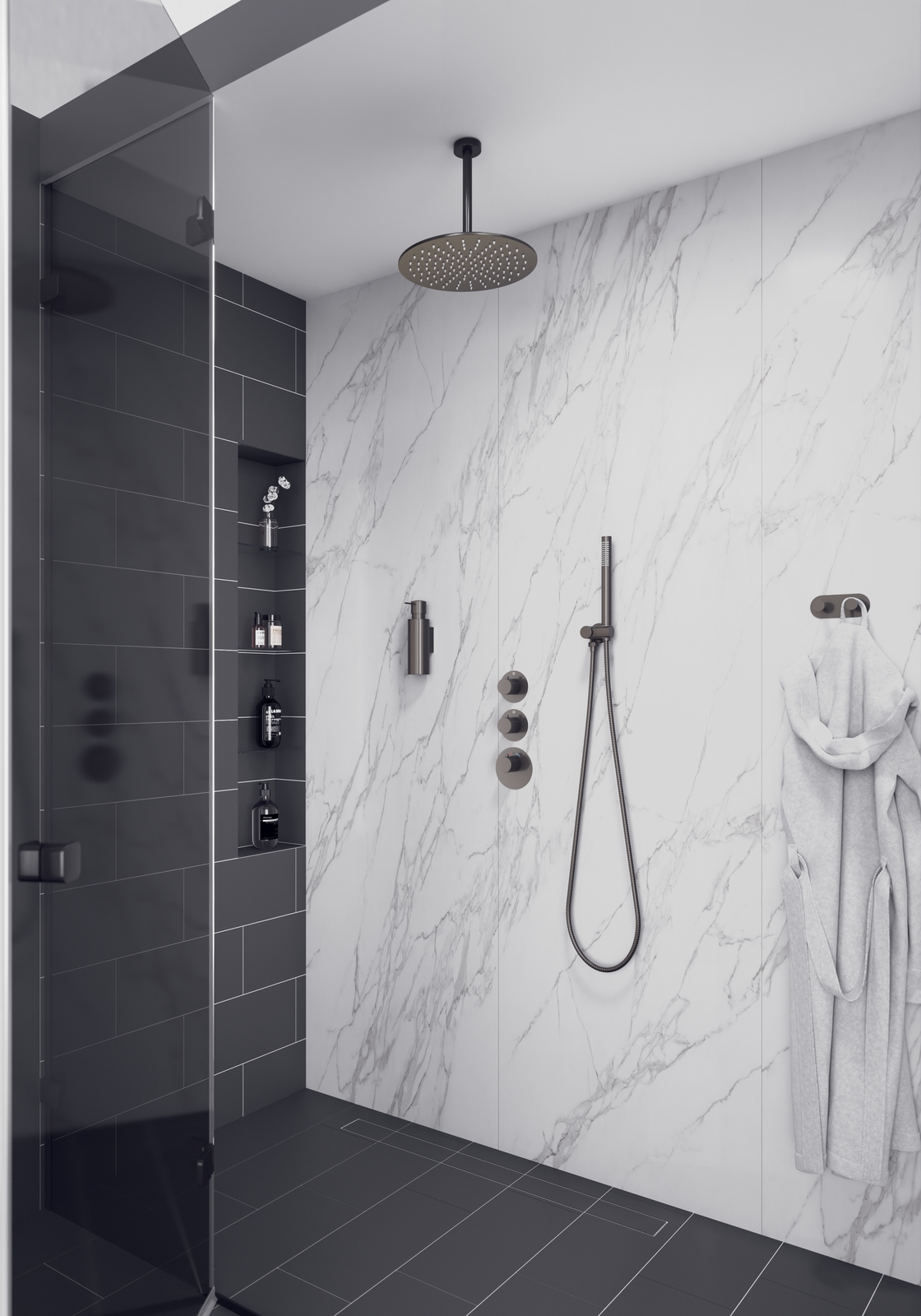 Душевая система встроенная с термостатом Timo Saona SX-2399/18SM черное золото