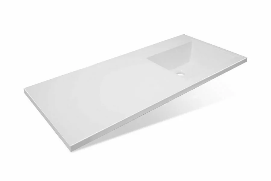 Тумба с раковиной Style Line Даллас 110 Люкс Plus ПВХ под стиральную машину, напольная, два ящика, правая, белая