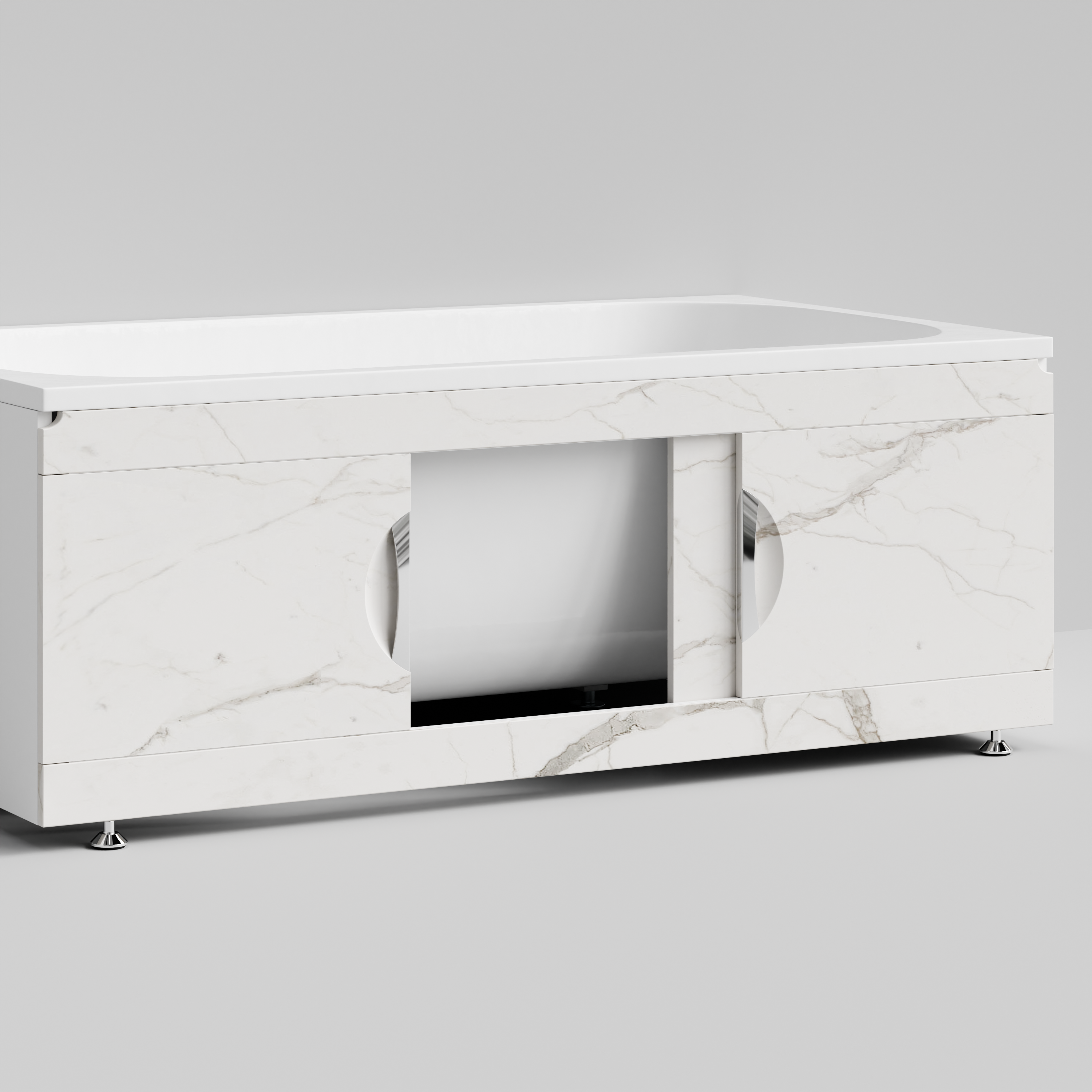 Экран под ванну Vod-ok Топ 150 раздвижной Мрамор Белый натур милк