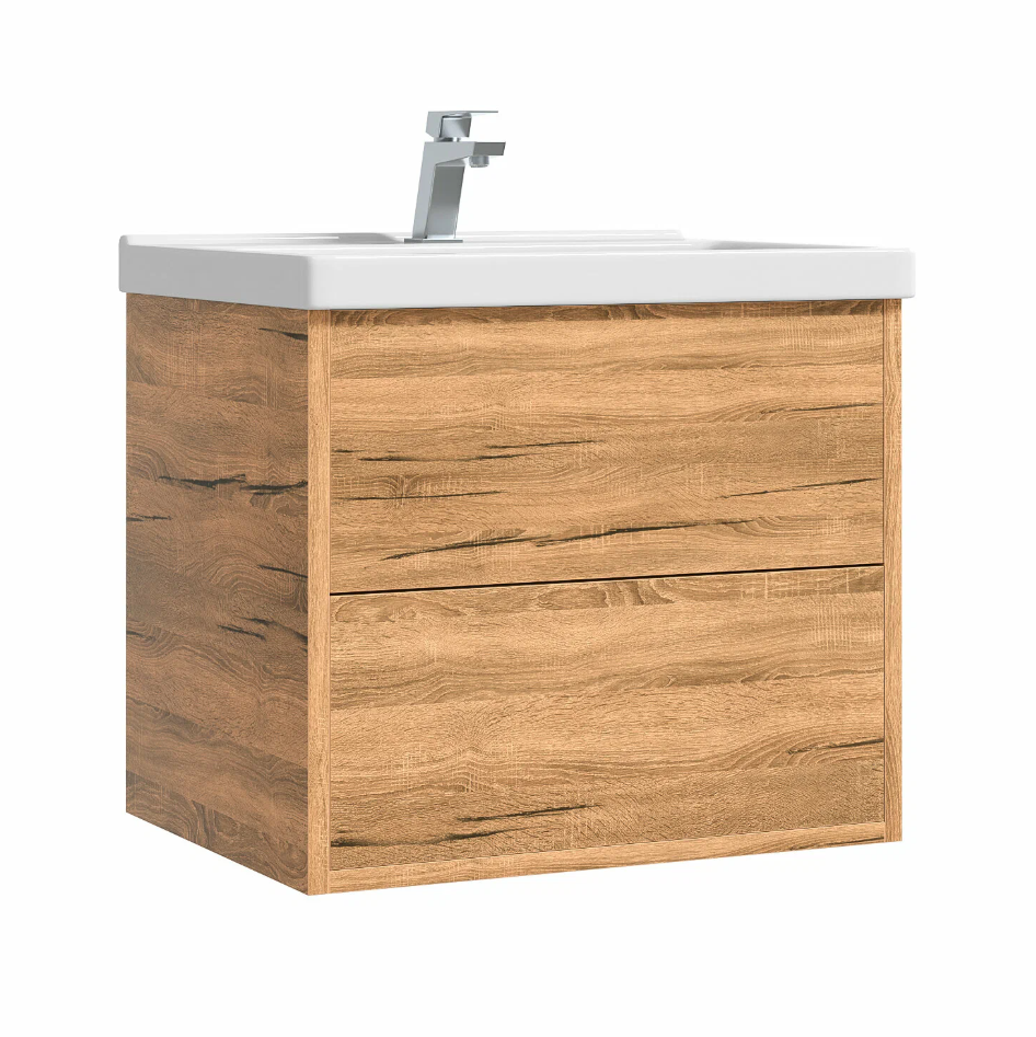 Тумба подвесная SanStar Siva 60 с раковиной Фест 60 Дуб вотан