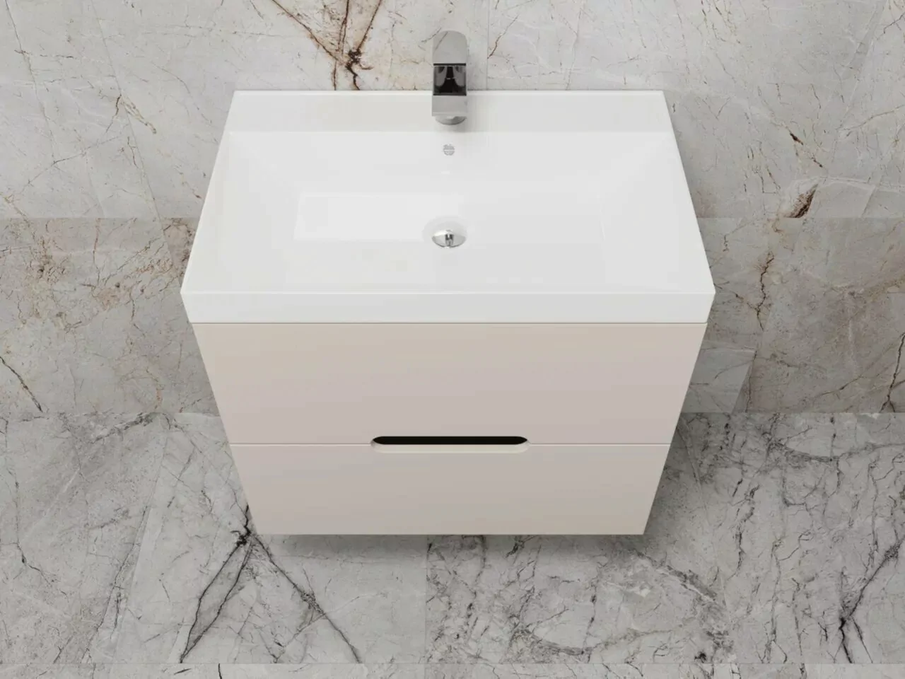 Тумба подвесная Style Line Матис 70 с раковиной Classic 70, крем