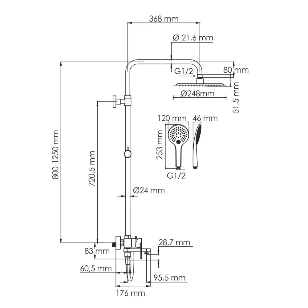 Душевая стойка WasserKraft A185.257.155.WM белый Soft-touch от магазина Vanna-Vanna.ru!