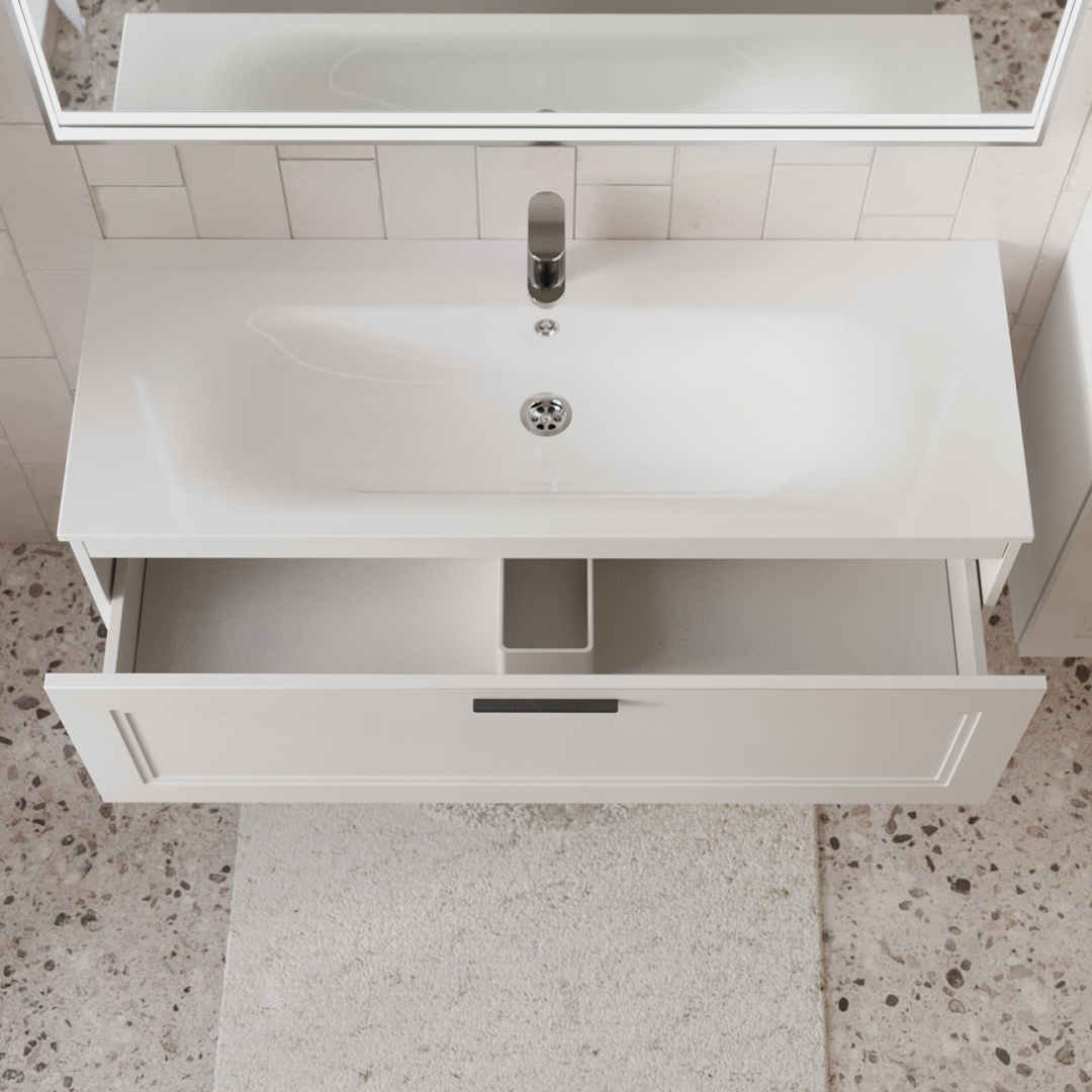 Тумба с раковиной подвесная (120 см) Terminus Classik CLA101201900301O, белый