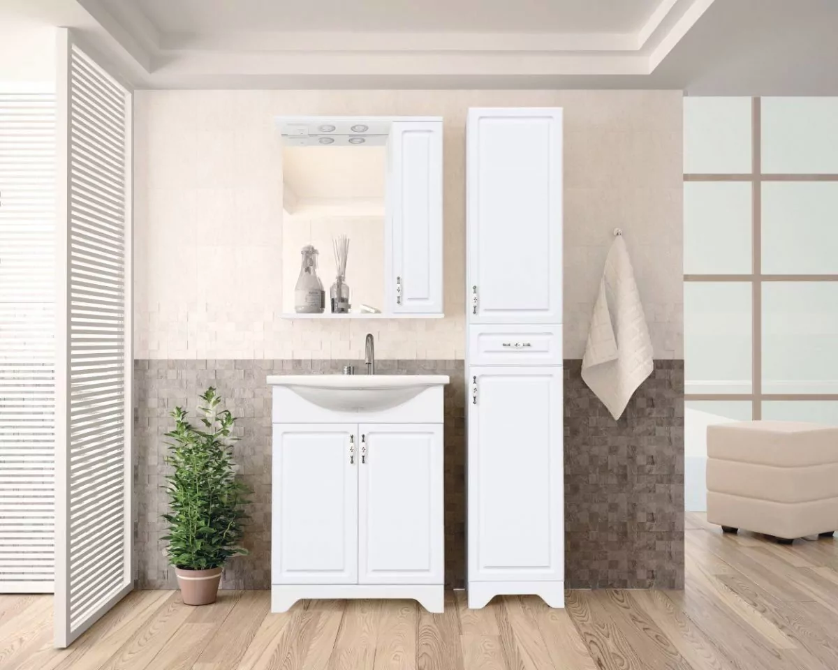 Зеркало со шкафчиком Style Line Олеандр-2 65/С R свет, белый