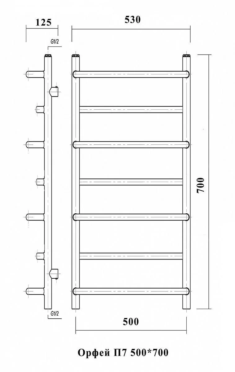 Полотенцесушитель водяной Domoterm Орфей П7 500х700 хром