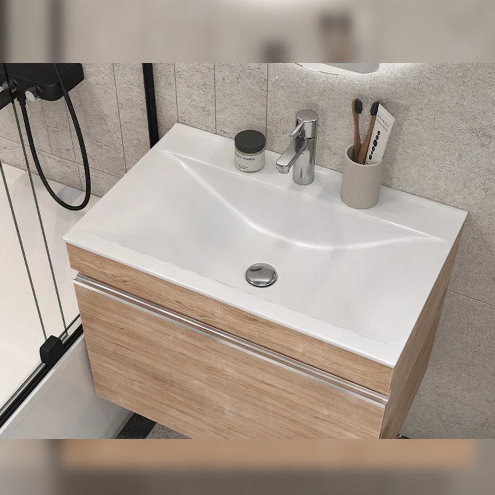 Тумба с раковиной подвесная Velvex Pulsus tp.PUL.PUL.70.1Y дуб сонома, 70 см