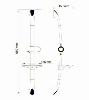 Штанга для душа WasserKraft A006 с мыльницей, хром
