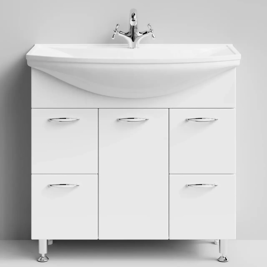 Тумба напольная Vod-ok Колумбия 85 с раковиной Стиль 85, белая