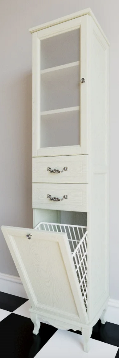 Пенал напольный ValenHouse Эллина 40 L с корзиной, слоновая кость, хром