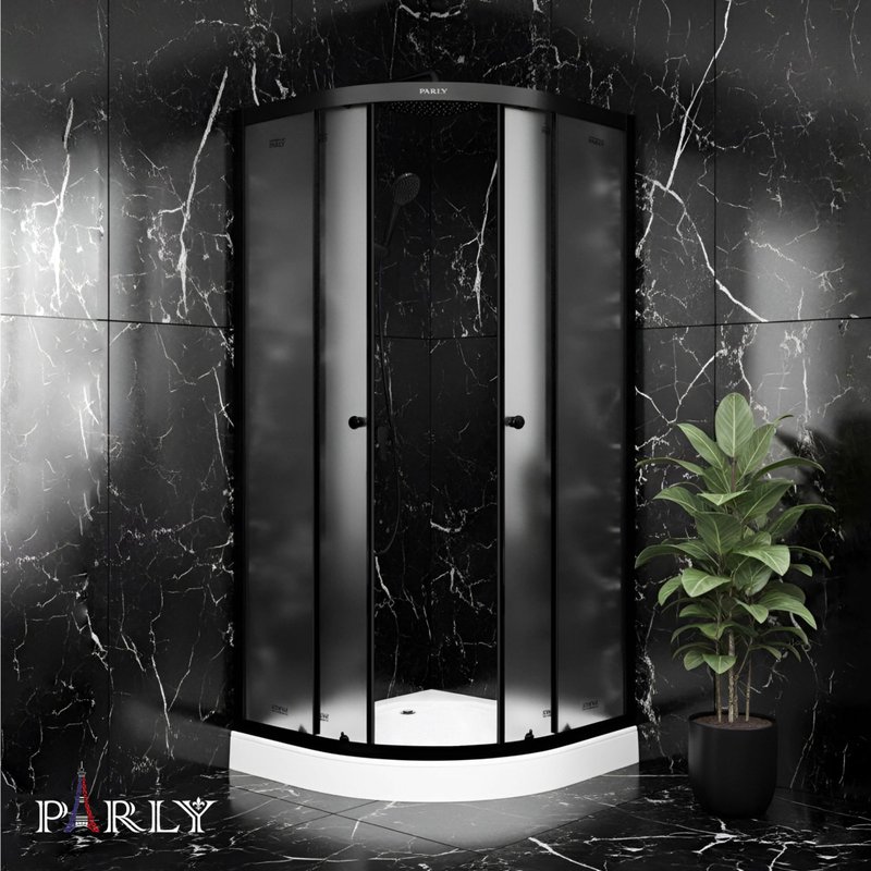 Душевой уголок Parly ZF911B 90х90 см, с поддоном, профиль матовый черный, стекло матовое
