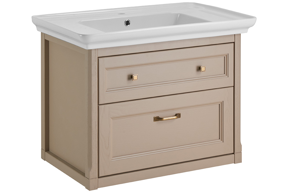 Мебель для ванной ASB Woodline Толедо 85 комплект, подвесной, капучино, хром