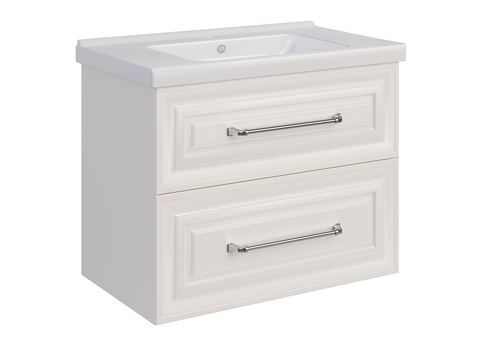 Мебель для ванной ASB Woodline Валенца 80 комплект, подвесной, белый, хром