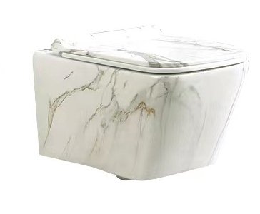 Унитаз SantiLine SL-5007T-MRB подвесной, безободковый, с микролифт, мрамор