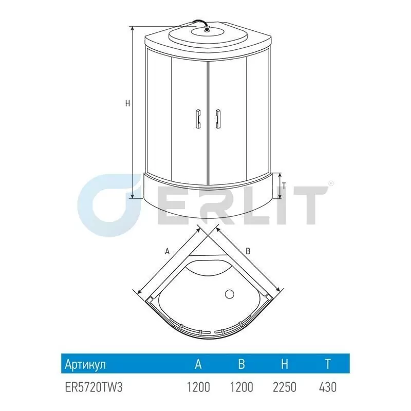 Душевая кабина Erlit ER5720TW3 120x120