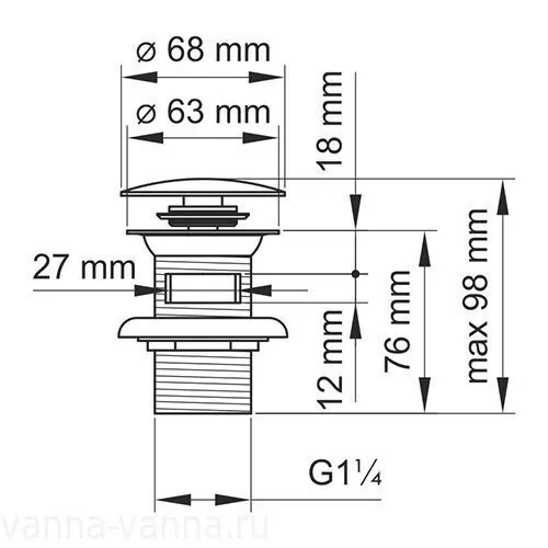 Донный клапан WasserKraft A080 черный Soft-touch