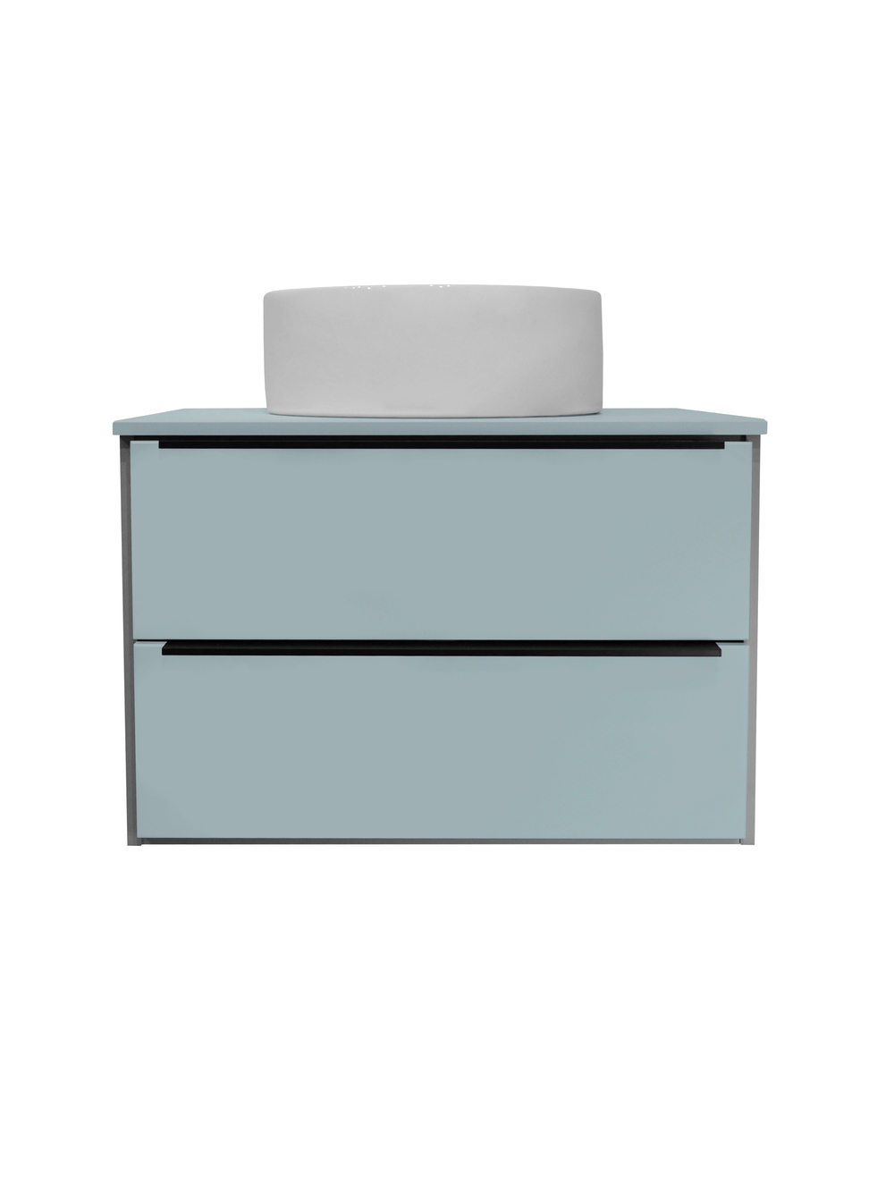 Тумба подвесная Runo Мальта 70 под накладную раковину, серый/бирюзовый