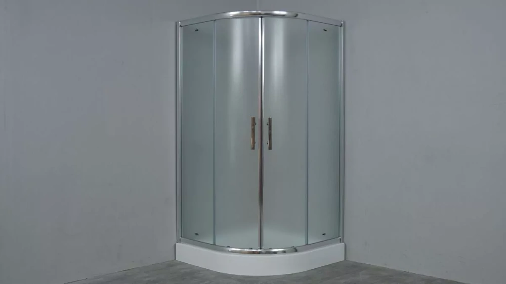 Душевой уголок Timo TL-8001 Fabric Glass матовый 80х80 полукруглый 1/4, с низким поддоном, хром от магазина Vanna-Vanna.ru!