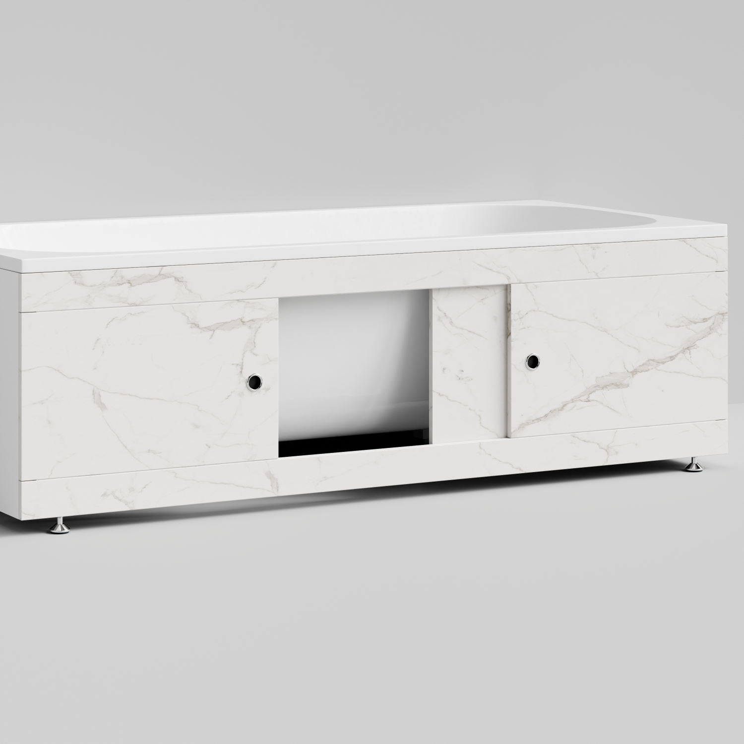 Экран под ванну Vod-ok Купе 180 раздвижной Мрамор Белый натур милк