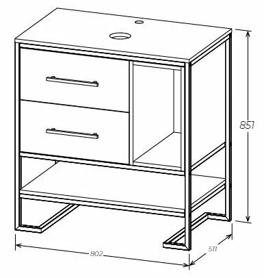 Тумба напольная 1Marka Grunge loft 80Н с раковиной Infinity 60, 2 ящика, дуб вотан от магазина Vanna-Vanna.ru!