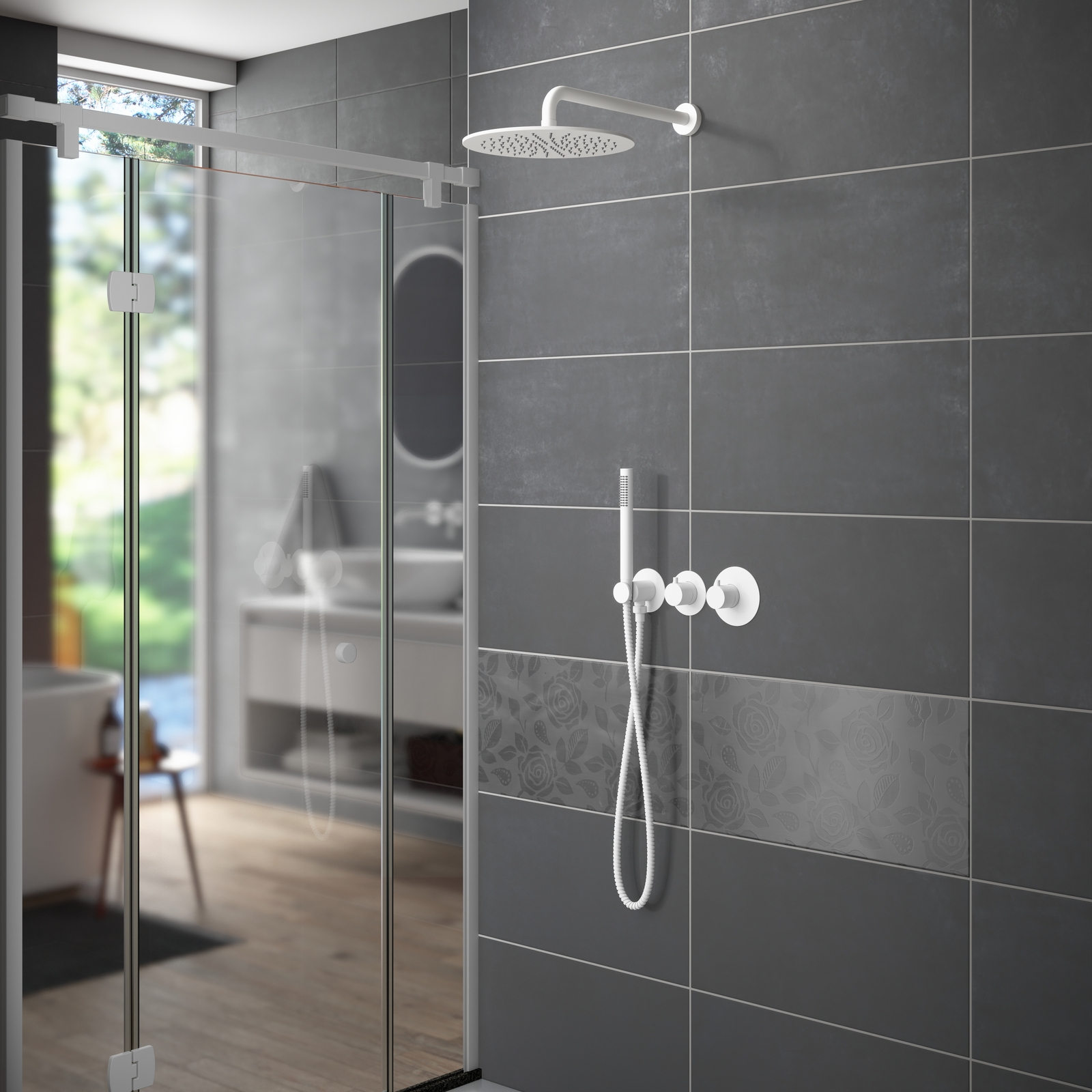 Душевая система встроенная с термостатом Timo Saona SX-2359/16SM белый матовый