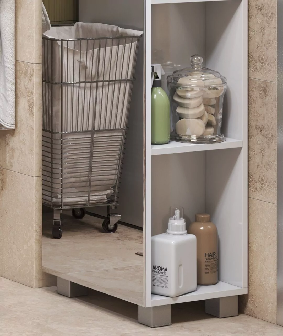 Пенал напольный Vigo Urban 45 L/R с зеркалом, белый